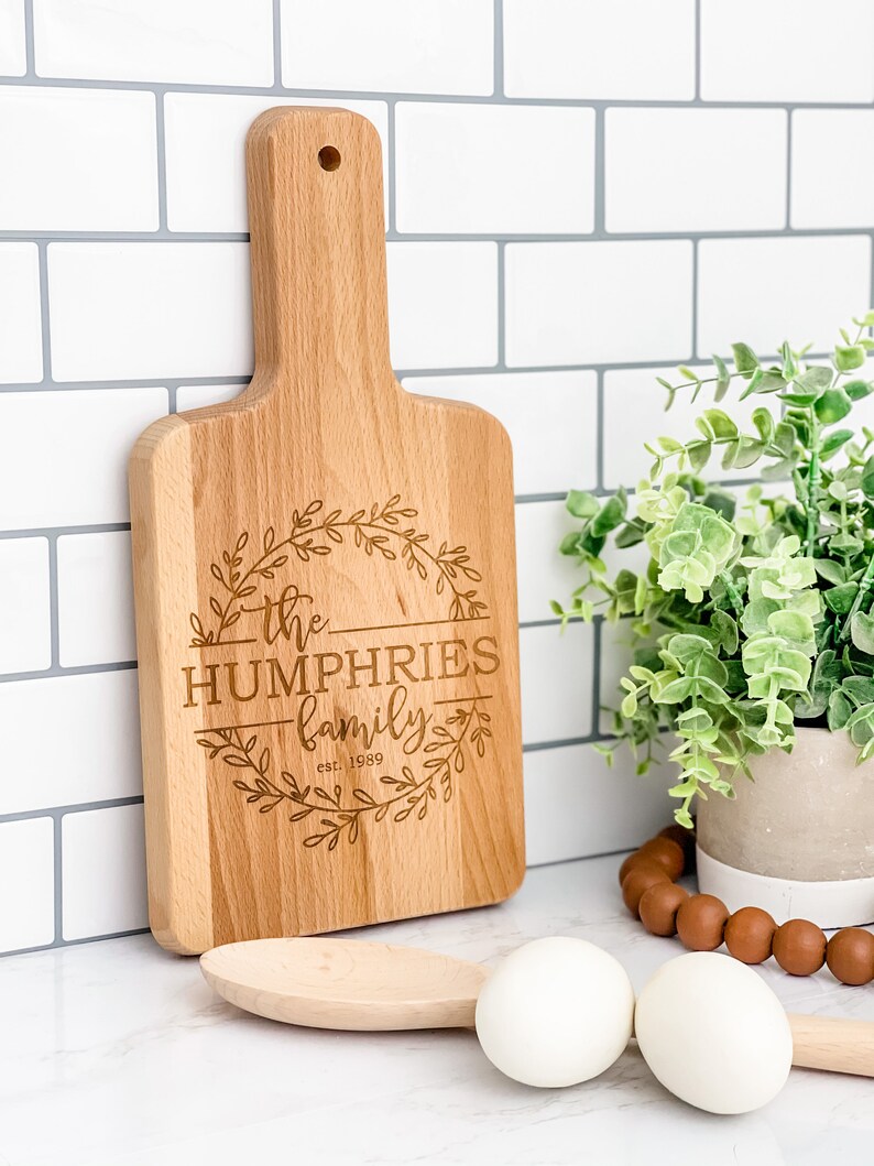 Personalized Cutting Board With Handle Engraved Family Etsy