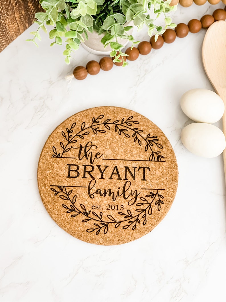 Personalized Trivet Cork Trivet Mother's Day Gift Pot Etsy