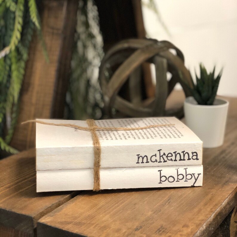 Personalized Stamped books//Custom Name Books//Neutral Etsy