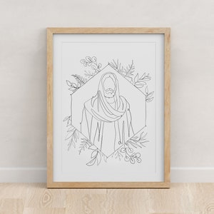 Jesus Christ Portrait Line Art