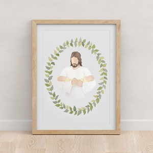 Christ Holding Twin Gender Neutral Babies Miscarriage Infant Loss Watercolor Print