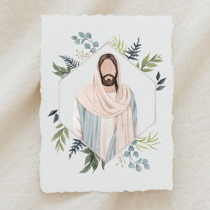 Jesus Christ Faceless Portrait Watercolor Print