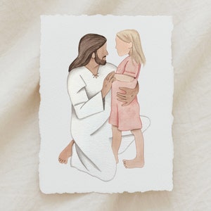 Jesus liebt mich! (MEHR OPTIONEN!) Christus und Kinder Aquarell Druck SIZE 13x18