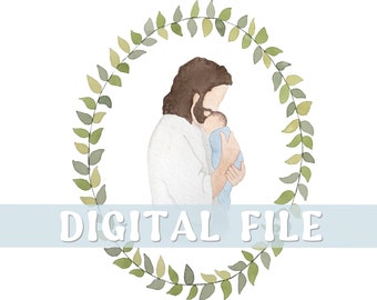 デジタルファイル キリストと男の子 水彩画