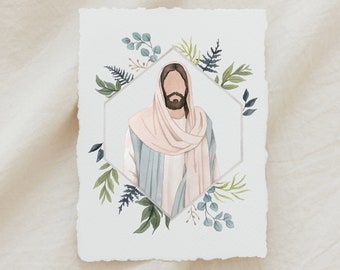 Jesus Christ Faceless Portrait Watercolor Print
