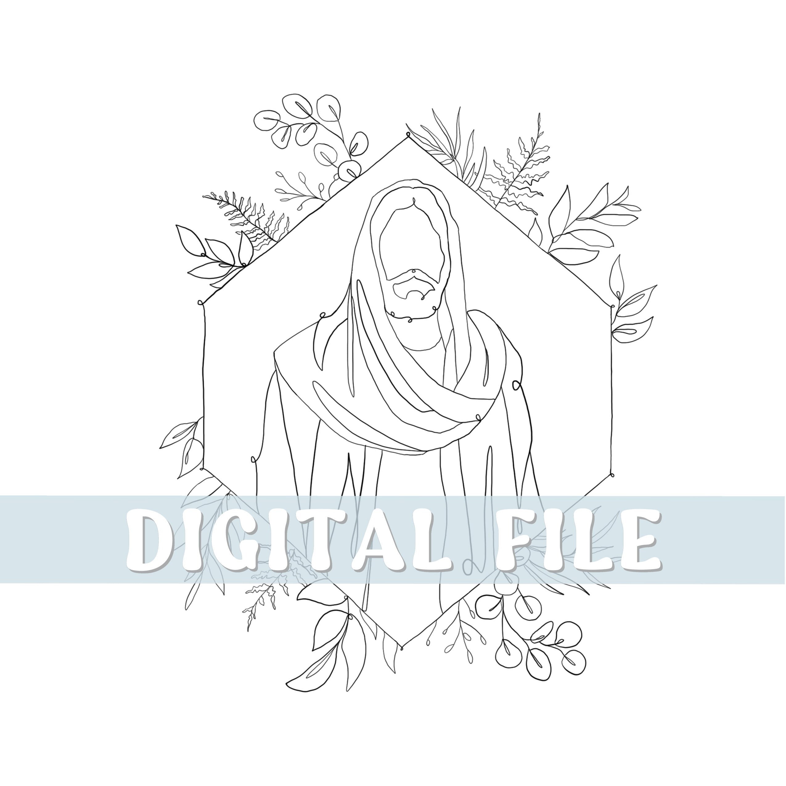 DIGITAL FILE Christ Portait Line Art