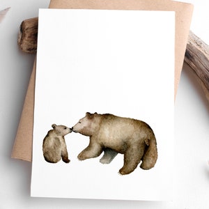 Mama And Baby Bear Watercolor Nursery Print