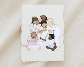Rescued Children with Christ Watercolor Print