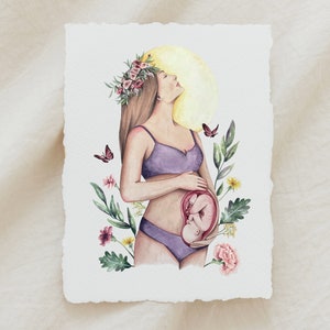 Giver of Life Pregnancy and Childbirth Watercolor Painting