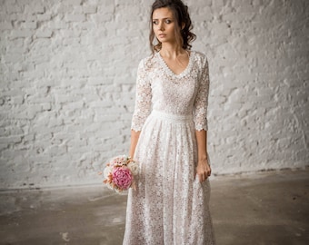 Wedding Dress, Boho Wedding Dress, Vintage Wedding Dress