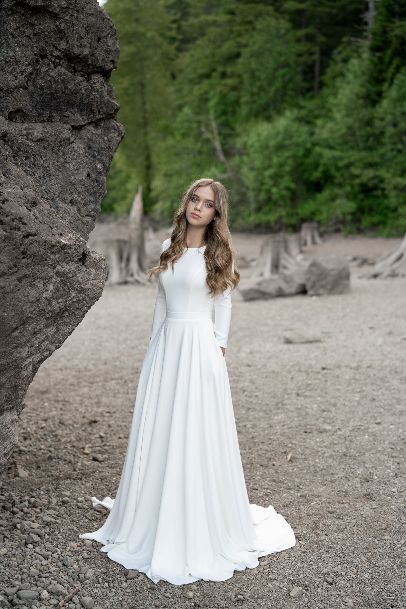 Long sleeve sale modest formal dresses