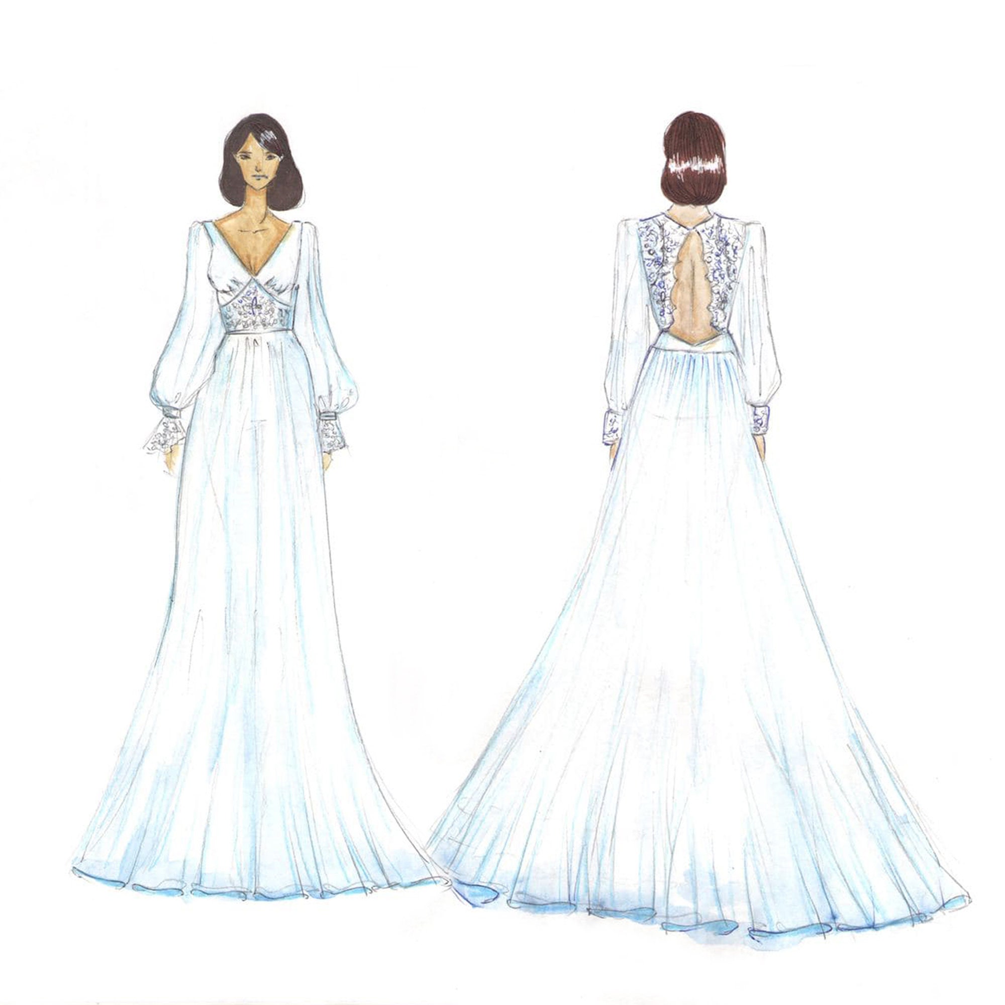 pgmdress Mermaid Ivory Lace Sweep/Brush Train Scoop Long Sleeve Wedding Dress US4 / Custom Color