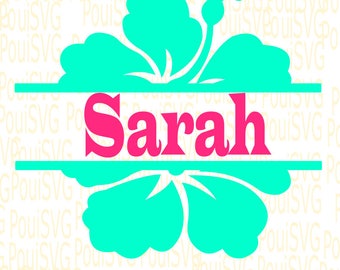 Hibiscus Svg, Split Hibiscus SVG,Silhouette cameo files,Cut files, cutting files,Summer Svg, Name svgSplit Flower svg