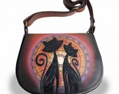 Handpainted genuine leather bag. small womens bag, leather women 39 s bag, leather purse, crossbody bag, shoulder bag,