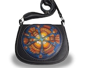Handpainted genuine leather bag. small womens bag, leather women 39 s bag, leather purse, crossbody bag, shoulder bag,