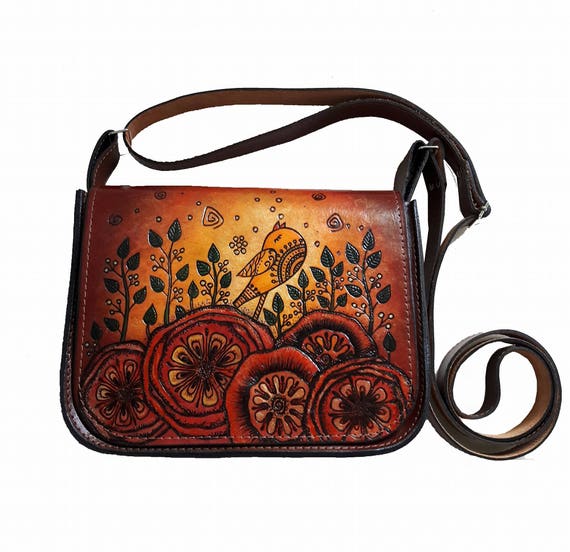 hand painted leather bags