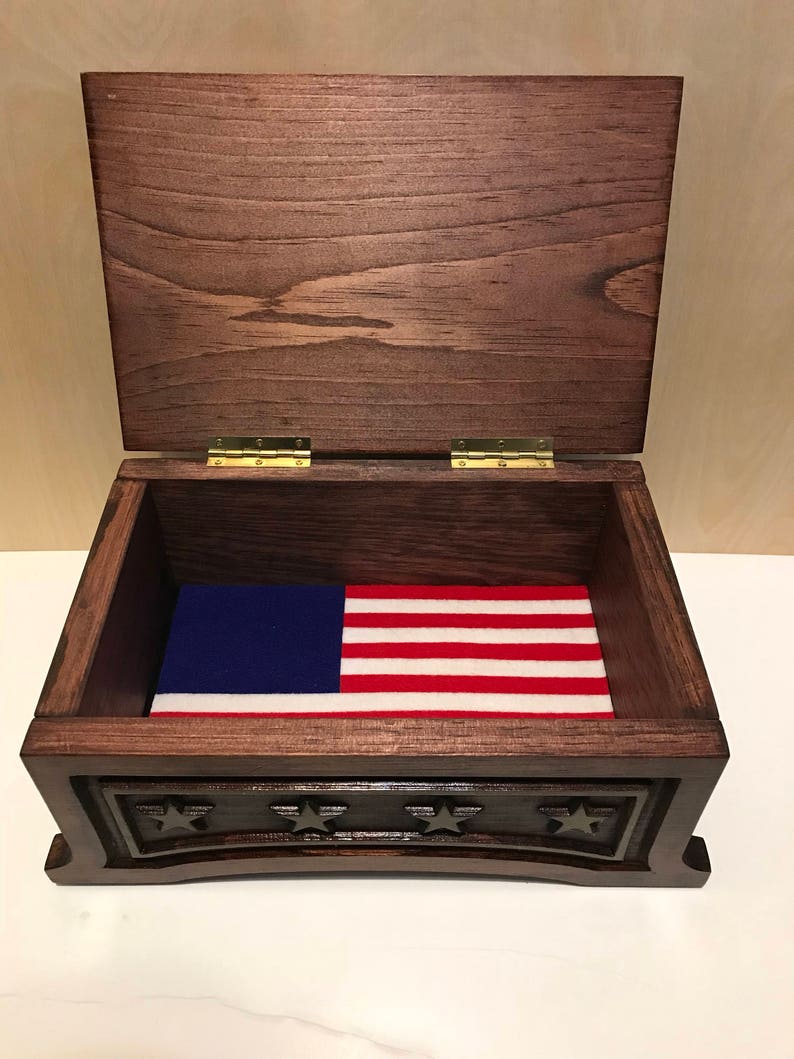 U.S. Navy Wooden Box with American Flag felt bottom inside image 3