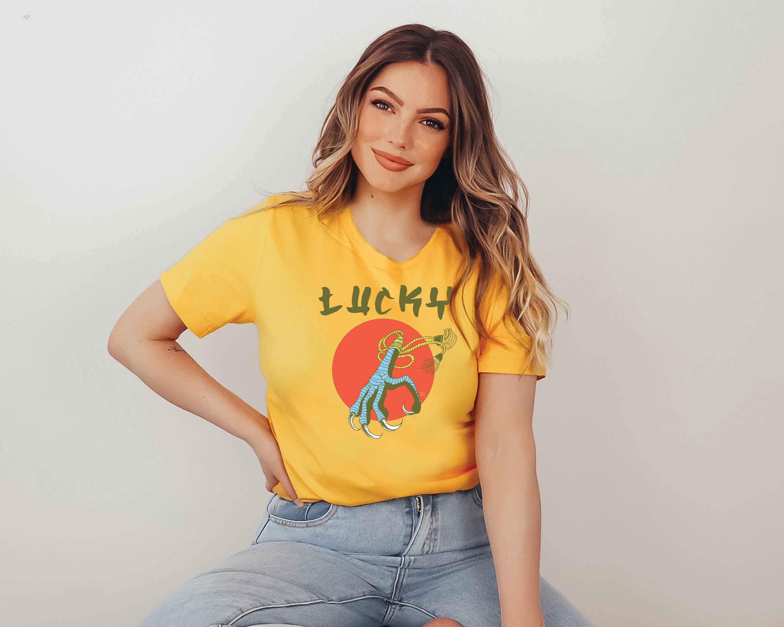 Lucky Bird Claw Tee, on premium Bella + Canvas Unisex shirt, Unisex Jersey Short Sleeve Tee, Tattoo Inspired, Graphic Tee, Original Art Tee