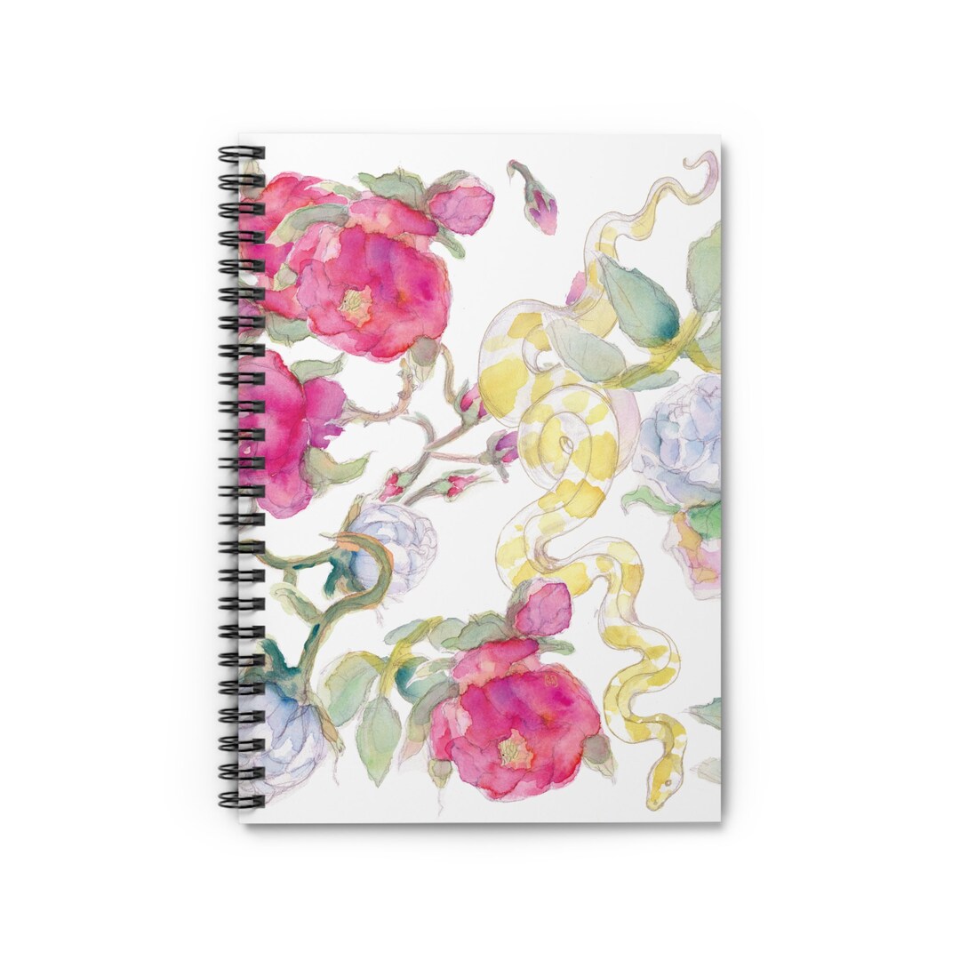 Spring Garden Floral Spiral Notebook - Ruled Line, Watercolor Painting ...