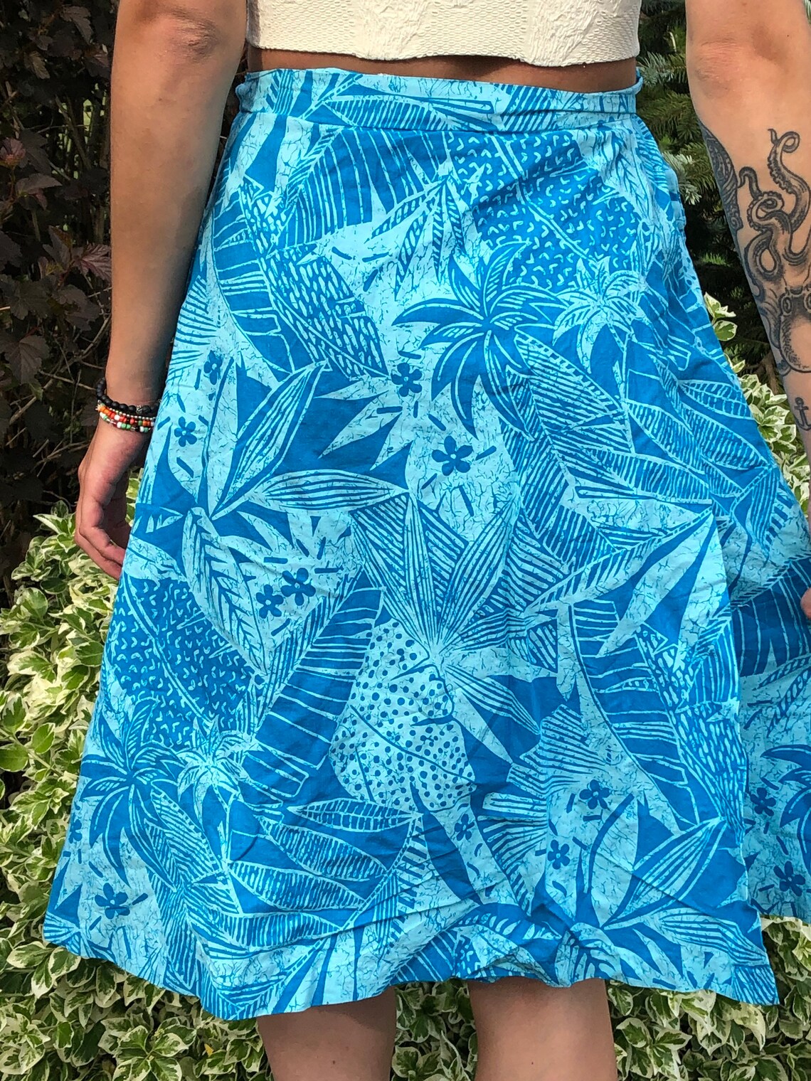 Vintage 1970s Wrap Skirt Hawaiian Aqua Sky Blue Tropical - Etsy