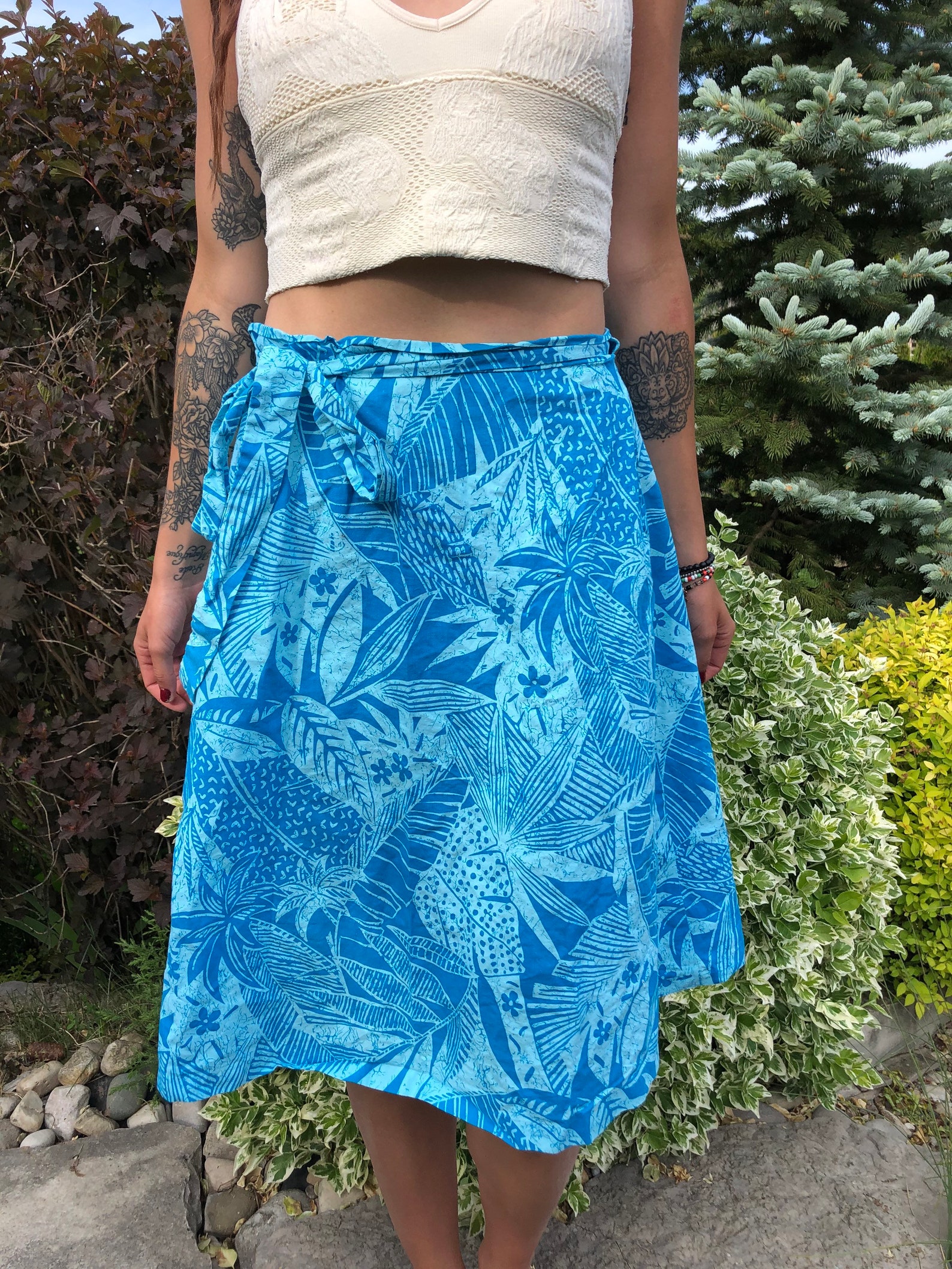 Vintage 1970s Wrap Skirt Hawaiian Aqua Sky Blue Tropical - Etsy