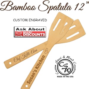 Wooden Spatula Personalized | Engraved Bamboo Spatula | Cooking Party Favor | Wedding Shower Favor | Chef Salad Spatula