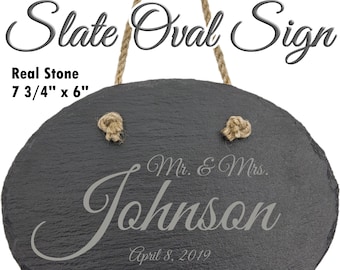 Slate Signs, Slate Oval Signs, Real Stone Sign, Engraved Slate Sign, Hanging Slate Sign, Family Est Sign, Stone Signs