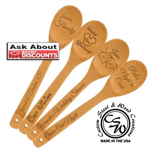 Wedding Party Favors, Bamboo Spoons, Wooden Spoons, Personalized Wood Spoons, Cooking Party Favors, Wedding Shower Favors