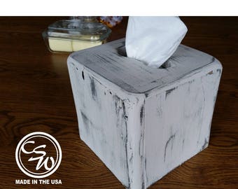 Tissue Box Cover, Square Tissue Box Holder, Wood Tissue Box Cover, Rustic Wood Tissue Box Cover, Wooden Tissue Box Cover