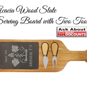 Personalized Slate Cheese Board, Slate Cheese Board Tray, Custom Cheese Board with Tools, Engraved Slate Charcuterie with Cheese Tools