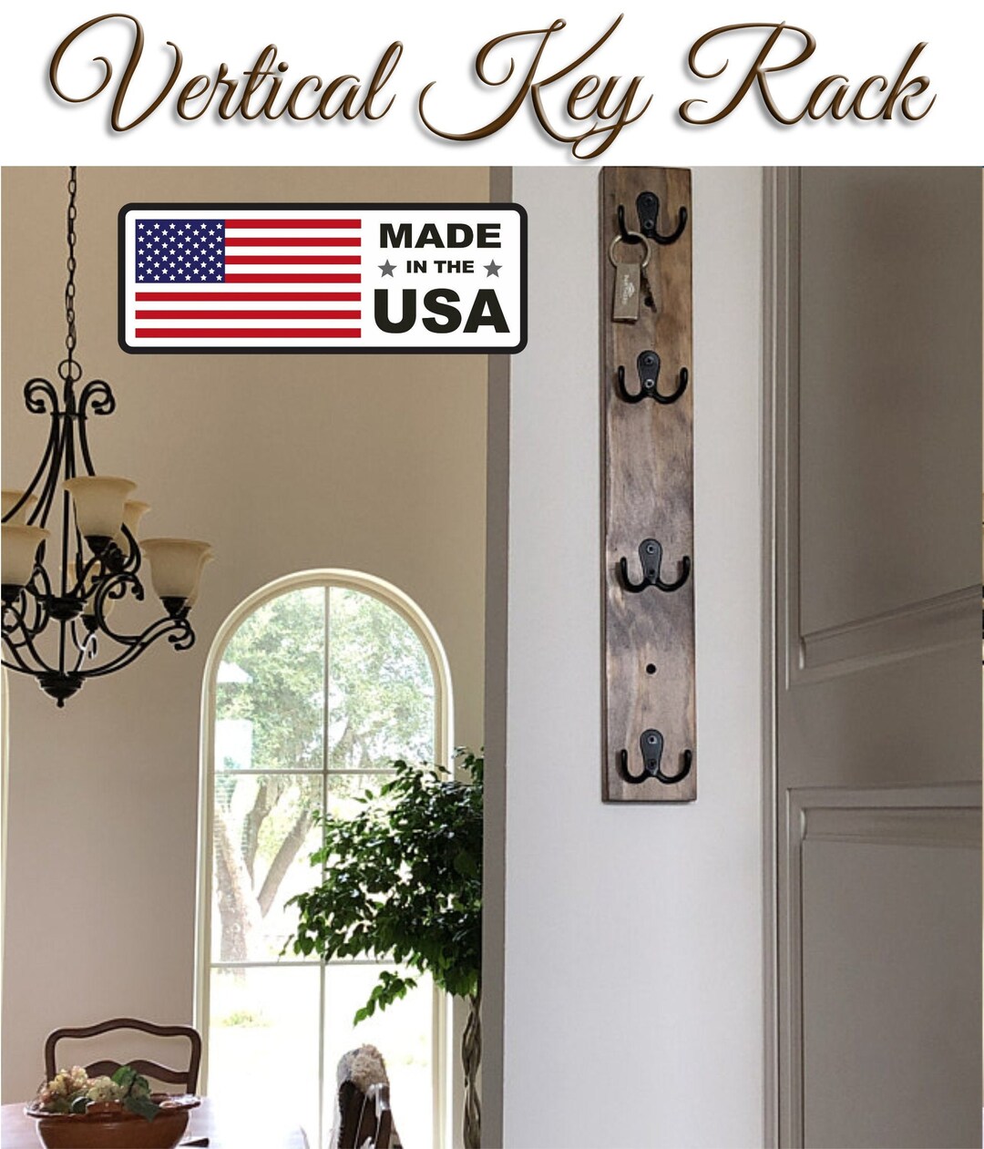 Vertical Key Rack, Vertical Entry Key Rack, Entryway Key Holder, Key
