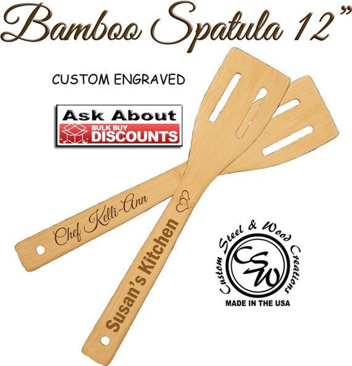 Wooden Spatula Personalized Engraved Bamboo Spatula Cooking Etsy