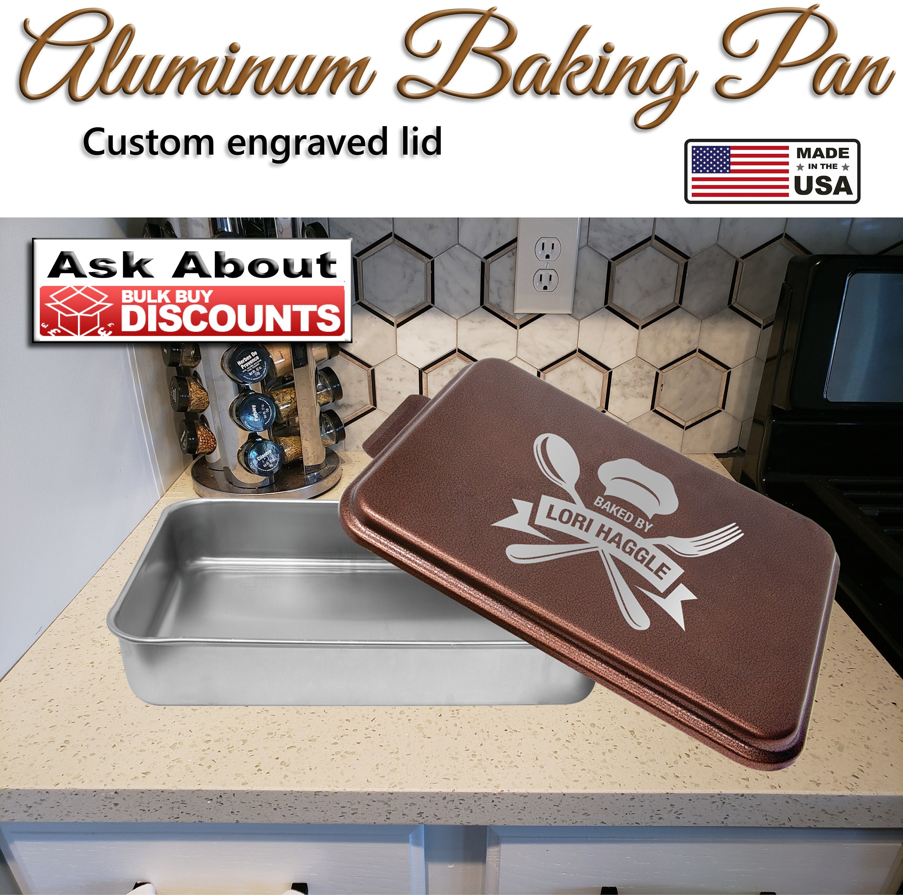 Engraved top cake pan