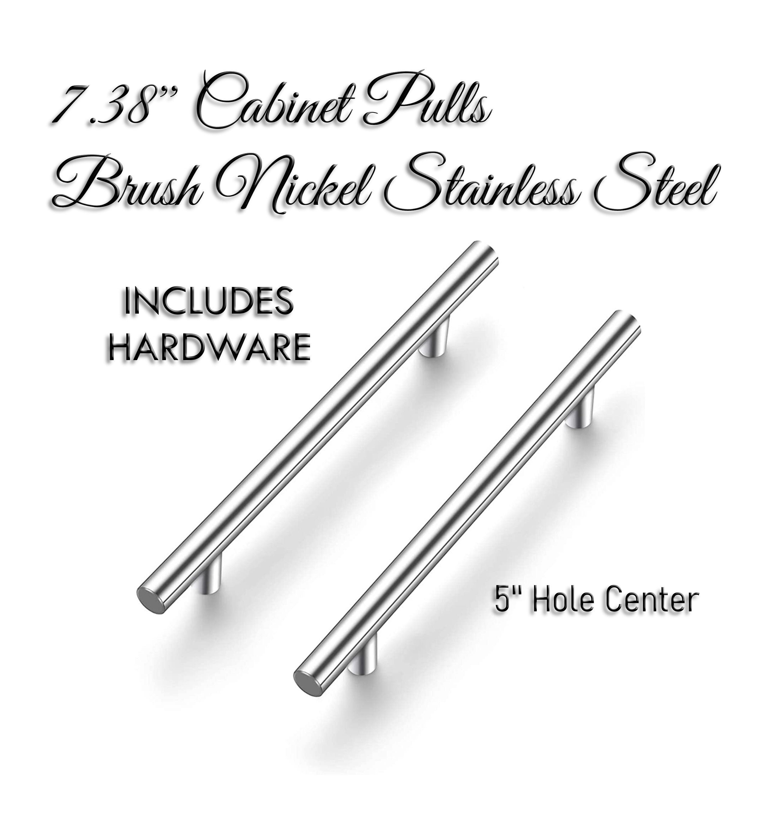 30 Pack 7.38'' Cabinet Pulls – Matte Black Stainless Steel, 5'' Hole Center, Kitchen Cupboard Handles
