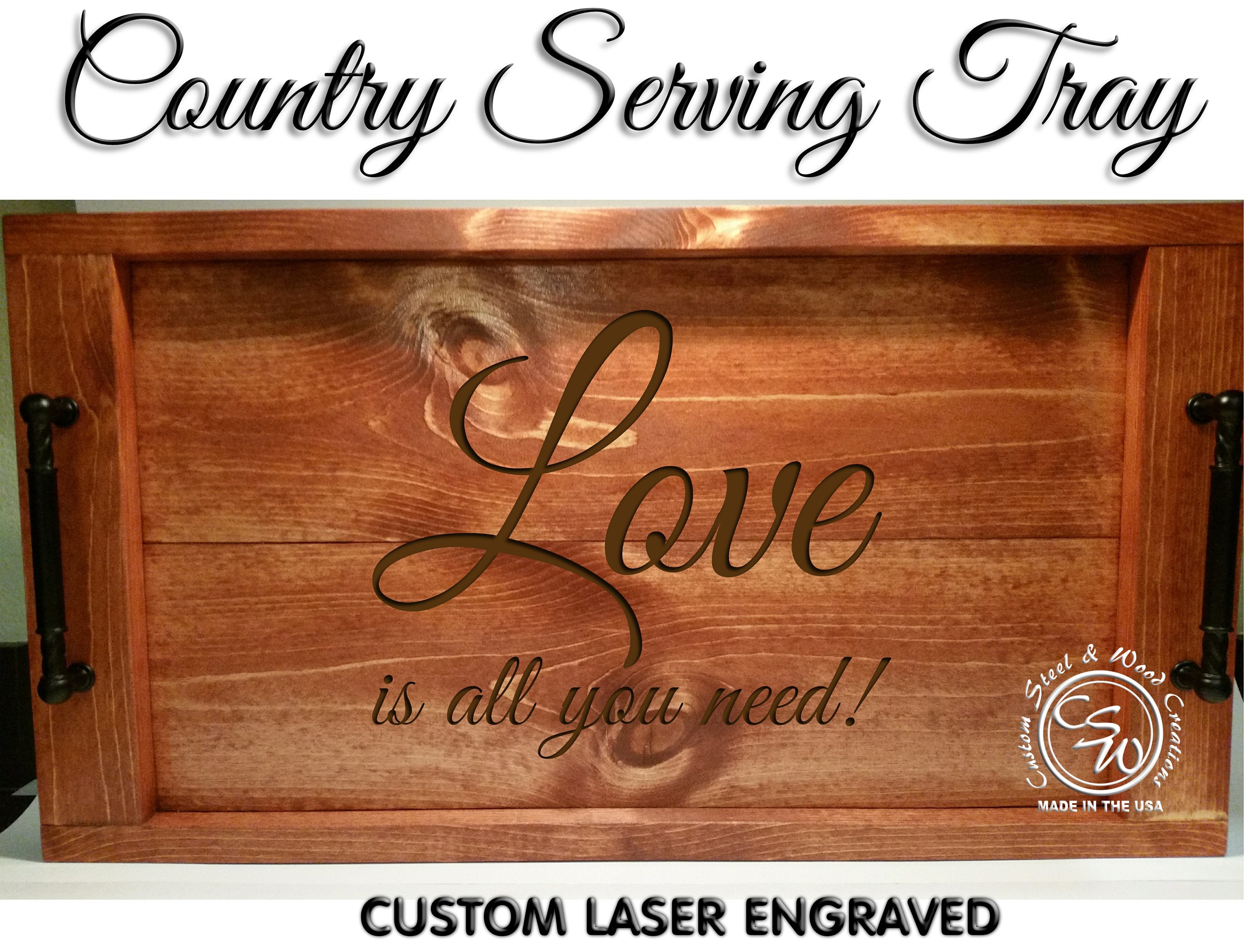 personalized serving tray wood