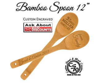 Spoons, Bamboo Spoons, Promotional Product, Family Reunion Spoons Personalized, Company Party Favor, Wedding Shower Favor