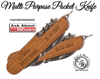 Personalized Multi Tool Pocket Knife, Groomsmen Gift
