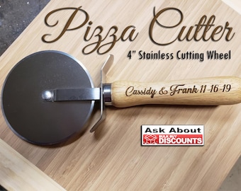 Pizza Cutter Wedding Favor, Company Party, Personalized Pizza Cutter, Wood Handle Pizza Cutter, Commercial Grade Pizza Cutter