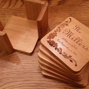 Coasters, Coaster Set, Bamboo Coasters, Coaster Set Bamboo Square, Drink Coaster Set, Wedding Gift, Personalized Gifts image 4