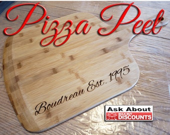 Pizza Peel Personalized, Pizza Paddle, Bamboo Pizza Cutting Board, Engraved Pizza Board, Pizza Board Personalized