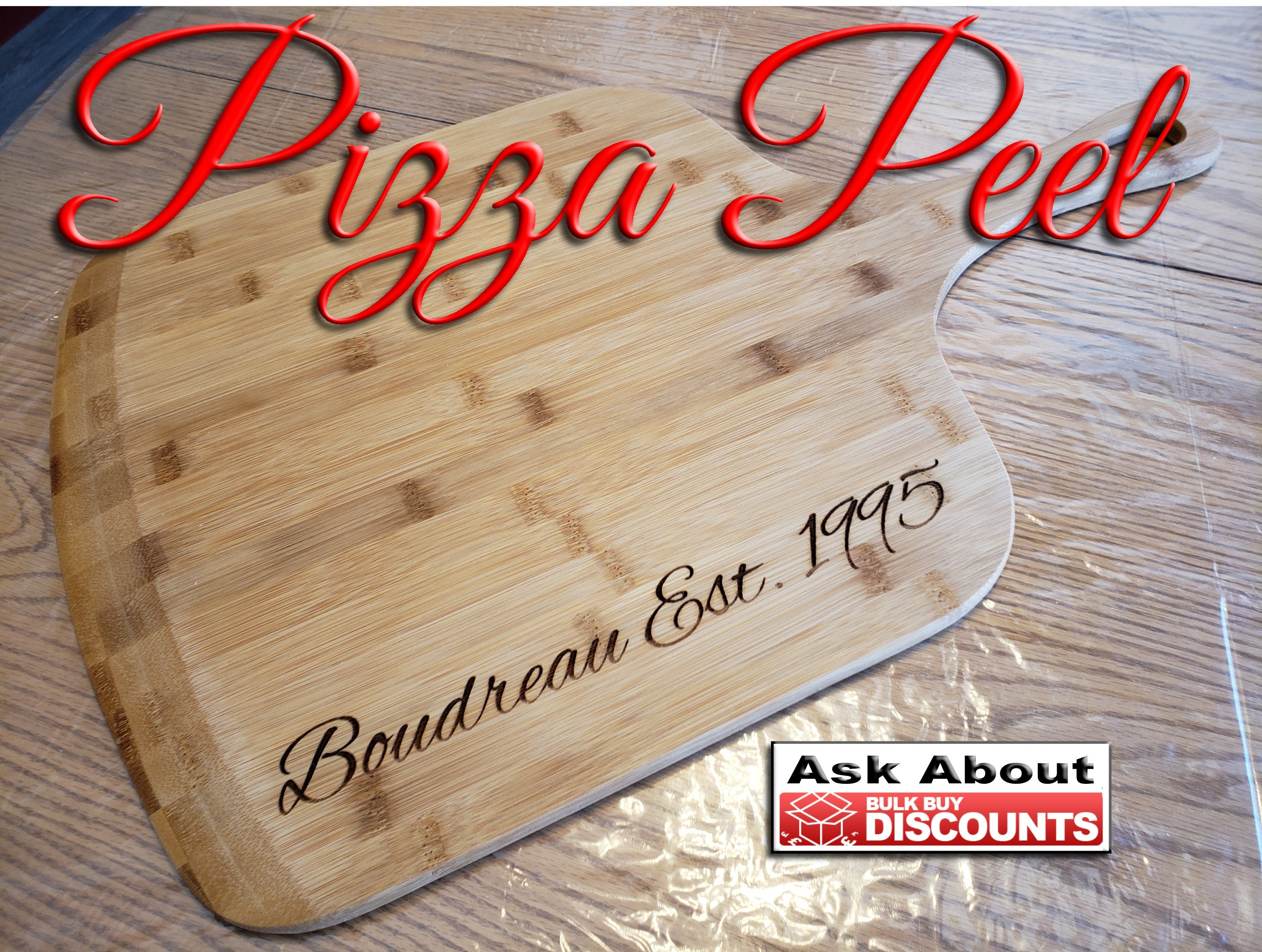 Pizza Peel Personalized, Pizza Paddle, Bamboo Pizza Cutting Board, Engraved Pizza Board, Pizza Board Personalized