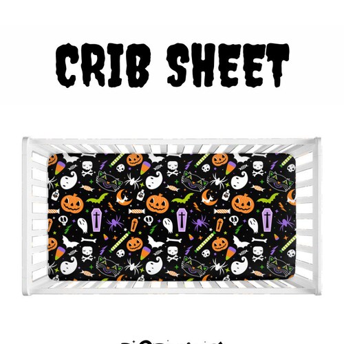 Halloween Crib Sheet, Gothic Crib Sheet, Spooky Crib Sheet, Halloween Baby Decor, Halloween Nursery Decor, Everything Halloween