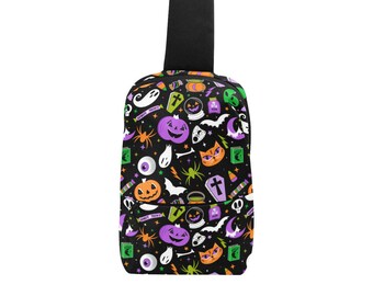 Halloween Chest Backpack Bag, Spooky Mini Backpack, Spooky Backpack, Halloween Backpack,  Halloween Crossbody Daypack, Sling Backpack