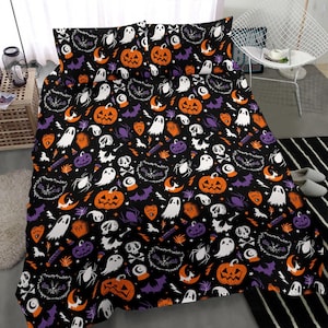 Spooky Halloween Duvet Cover Bedding Set, Spooky Duvet Cover Set, Halloween Duvet Cover Set, Cute Halloween Bedding, Spooky Cute Bedding