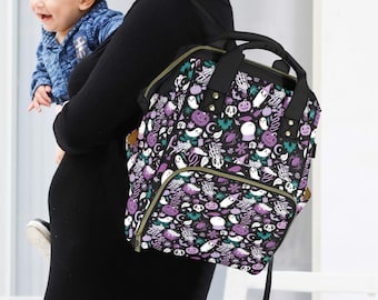Witchy Diaper Bag Backpack, Spooky Goth Travel Bag
