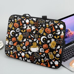 Spooky Cute Halloween Laptop Sleeve with Handles, Spooky Laptop Sleeve, Goth Laptop Sleeve, Spooky Halloween Laptop Sleeve
