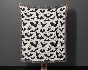 Bats Halloween Woven Throw Blanket, Woven Throw Blanket, Woven Throw, Halloween Woven Throw, Bat Woven Throw, Gothic Woven Blanket