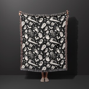 Ghostie Halloween Woven Throw Blanket, Ghost Woven Throw Blanket, Ghost Woven Blanket, Halloween Woven Blanket, Hearse Woven Blanket