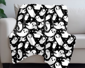 Halloween Minky Blanket, Creepy Ghosts, Spooky Cozy Blanket