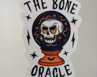 Haunted Oracle Skull Crystal Ball Sticker, Witchy Skull Decal, Gothic Skull Sticker, Halloween Tumbler Skull Tablet E-Reader Sticker